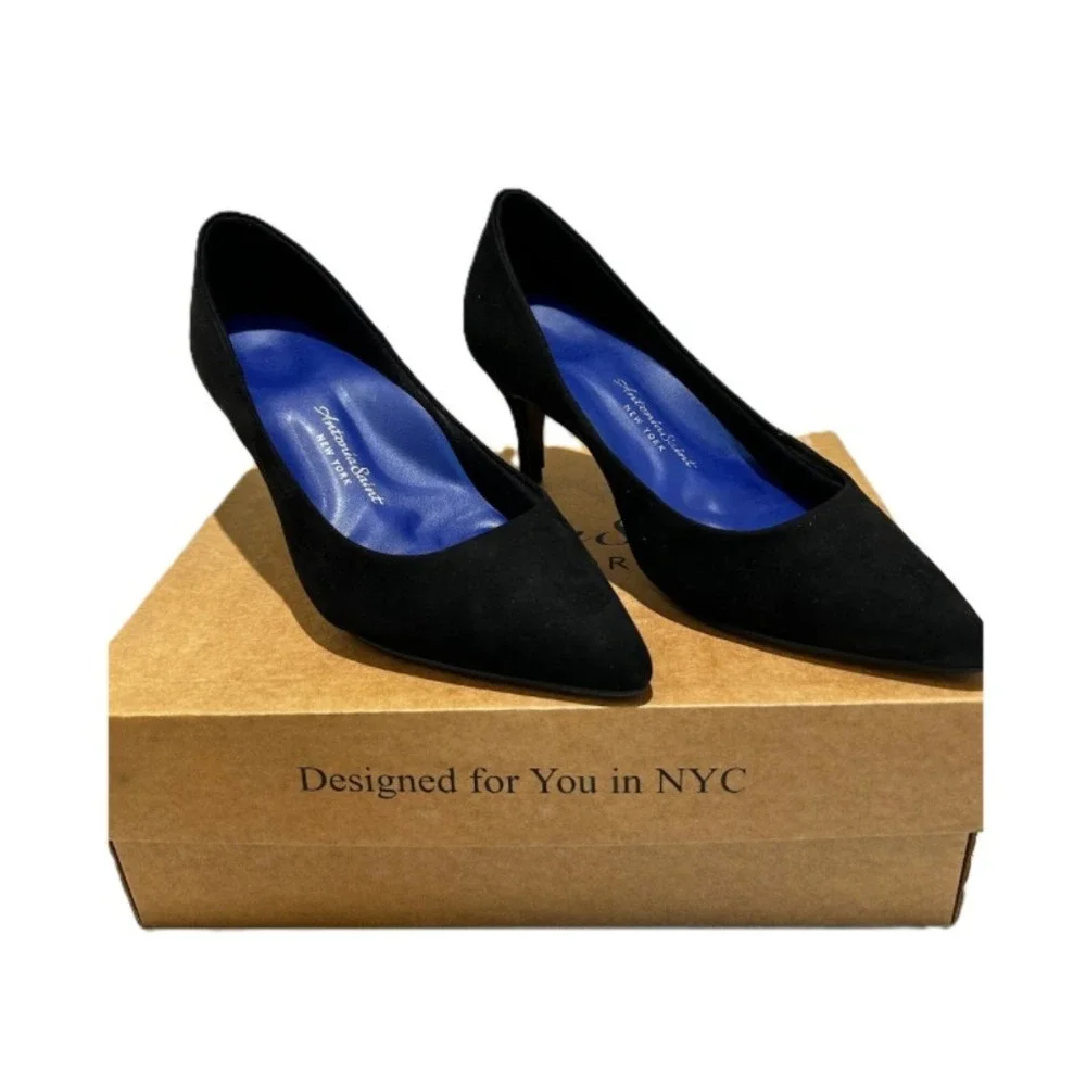 Antonia Saint‎ NY Vicki Heels 60MM Black Ultra Suede, Size 5.5